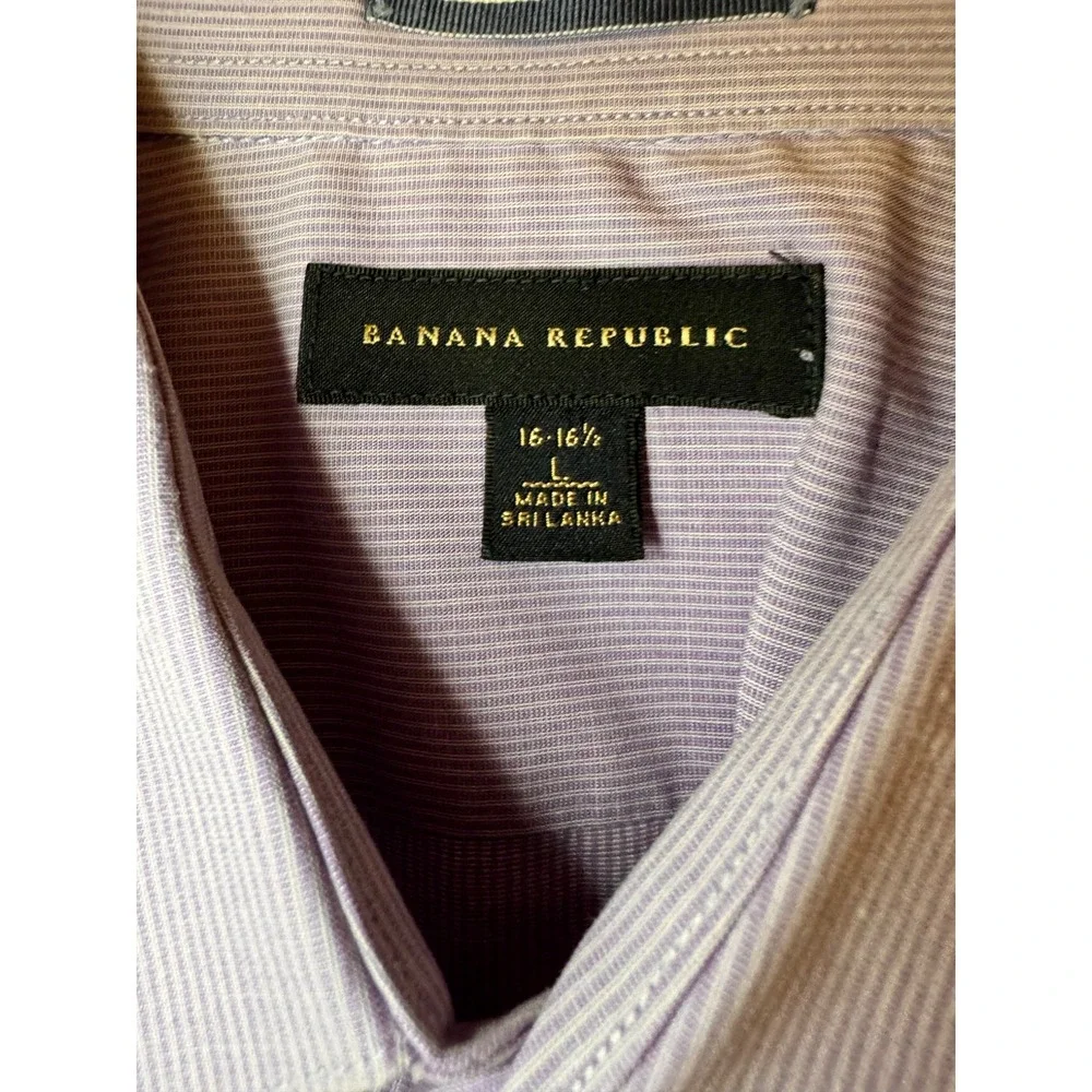 Banana Republic Mens Tanzanite Purple Short Sleeve‎ Button Down Shirt L 16-16.5